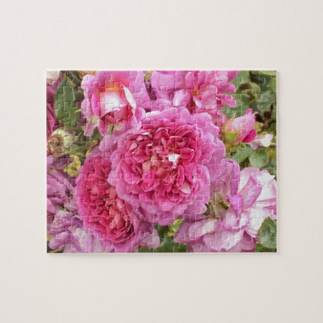 Pink Watercolour Roses Jigsaw Puzzle (Horizontal)