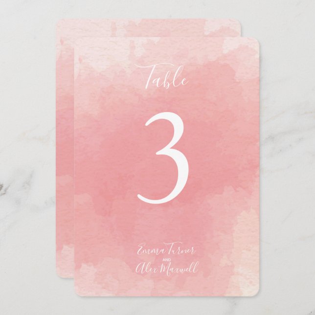 Pink Watercolour | Table number cards (Front/Back)