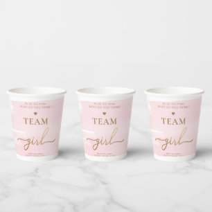Pink Watercolour Team Girl Gender Reveal Party  Paper Cups
