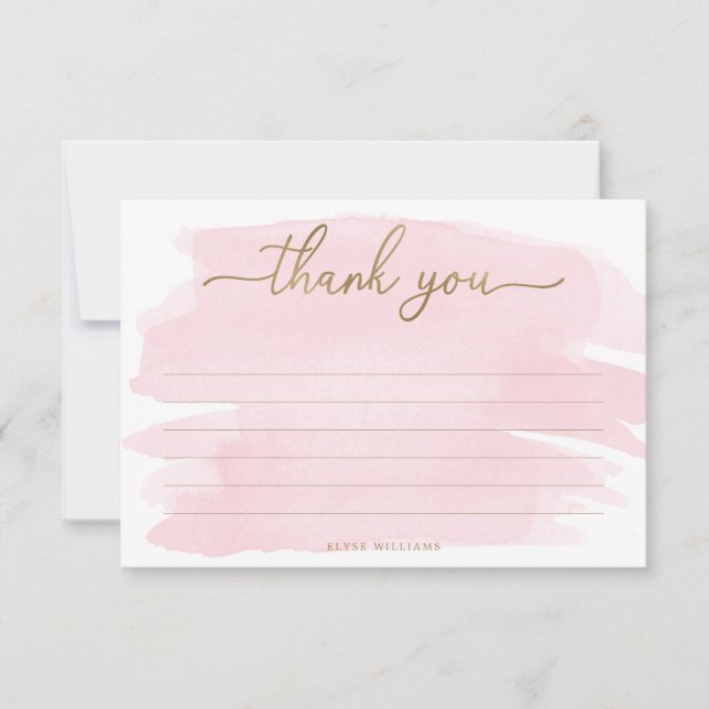 Pink Watercolour Thank You Card (Front)