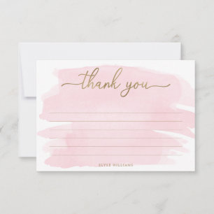 Pink Watercolour Thank You Card