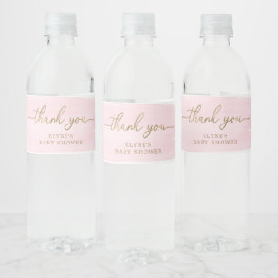 Pink Watercolour Water Bottle Favour Label