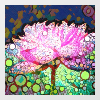 Pink Waterlily Colourful Mosaic Abstract Design Window Cling