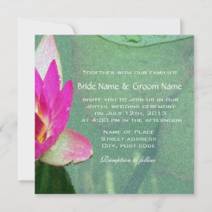 pink waterlily flower blank invitation