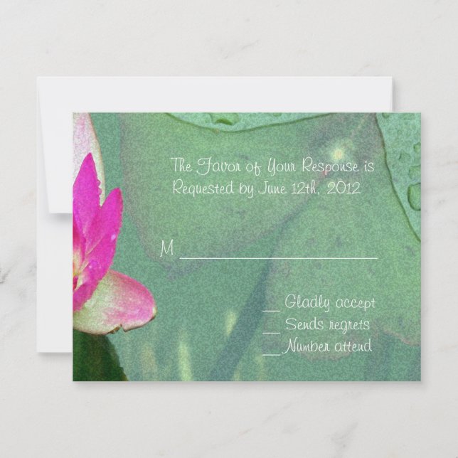 pink waterlily flower RSVP card (Front)