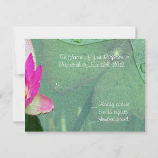 pink waterlily flower RSVP card