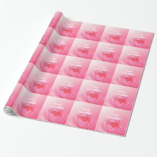 Pink waterlily flowers happy Valentine's Day gift Wrapping Paper