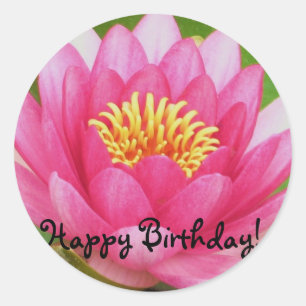 Pink Waterlily/Lotus Flower Birthday Sticker