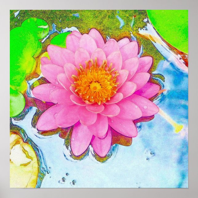 Pink Waterlily Poster (Front)