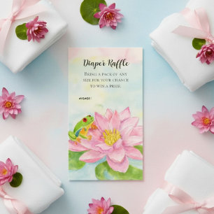 Pink Waterlily & Tree Frog Baby Diaper Raffle Enclosure Card