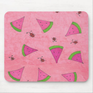 Pink Watermelon and Lady Bugs Mouse Mat