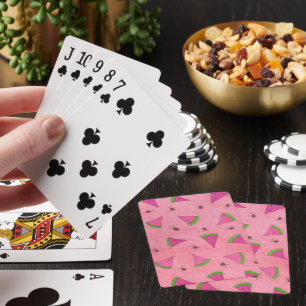 Pink Watermelon and Lady Bugs Playing Cards