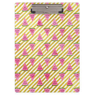 Pink Watermelon and Yellow Stripe Summer Pattern Clipboard