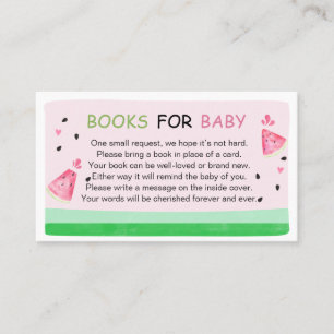 Pink Watermelon Baby Shower Books for Baby Business Card