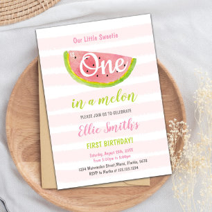 Pink Watermelon Birthday Invitations