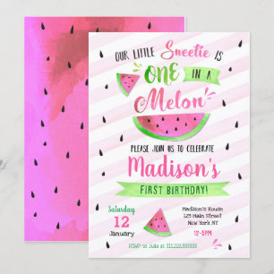 Pink Watermelon Birthday Party Invitation