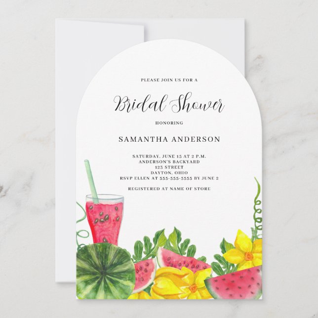 Pink Watermelon Bridal Shower  Invitation (Front)