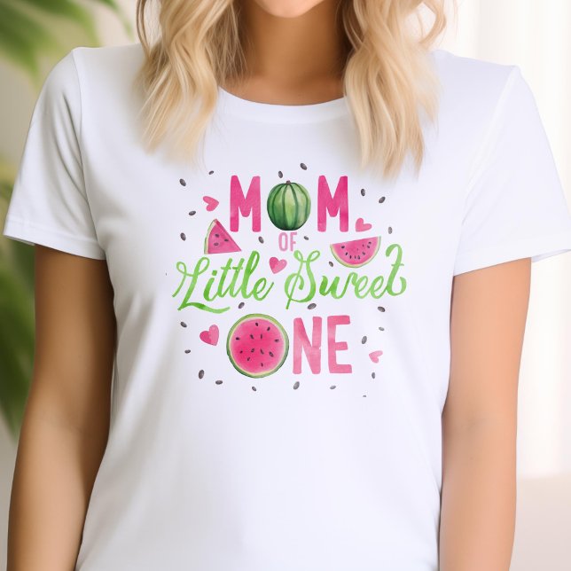 pink Watermelon fruit 1st birthday, mum's T-Shirt (pink one in a melon, girl first birthday, mom's t-shirt)
