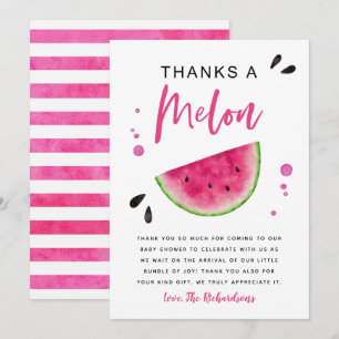 Pink Watermelon Girl's Baby Shower Thank You Card