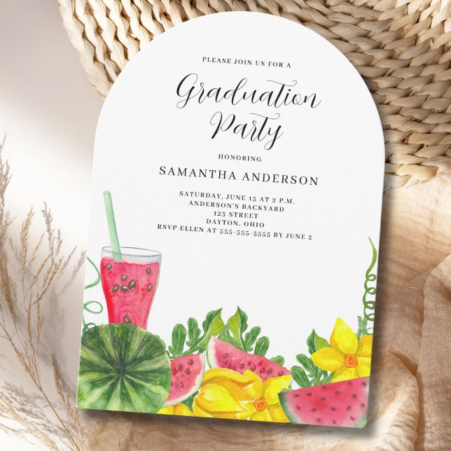 Pink Watermelon Graduation Party  Invitation (Creator Uploaded)