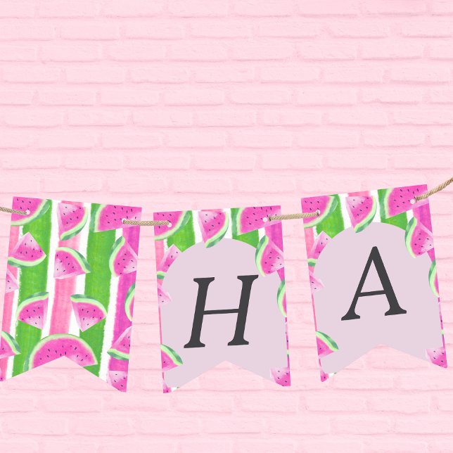 Pink Watermelon Happy Birthday bunting banner (Pink Watermelon Happy Birthday bunting banner)