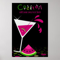 Pink Watermelon Martini Cocktail Party Poster