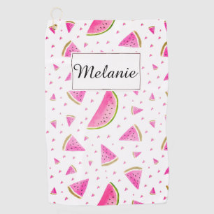 Pink Watermelon Pattern Personalised Golf Towel