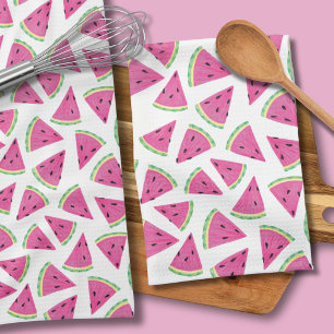 Pink watermelon pattern tea towel