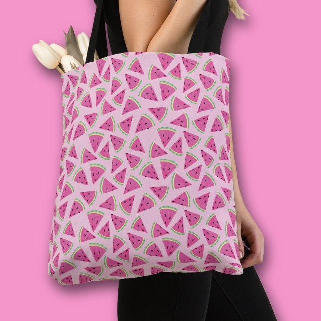 Pink Watermelon pattern Tote Bag (Pink watermelon fruit all over print tote bag)
