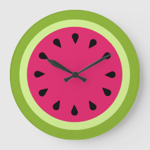 Pink Watermelon Slice Wall Clock