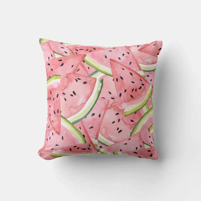 Pink Watermelon Slices Pattern Cushion (Front)
