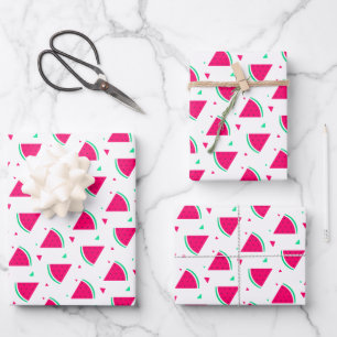 Pink Watermelon Slices Pattern Summer design Wrapping Paper Sheet