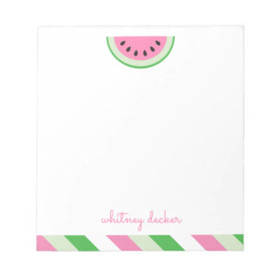 Pink Watermelon Stripes Personalised Notepad
