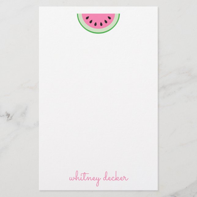 Pink Watermelon Stripes Personalised Stationery (Front)
