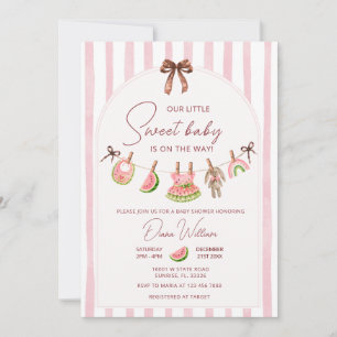 Pink Watermelon Summer Baby Shower Invitation