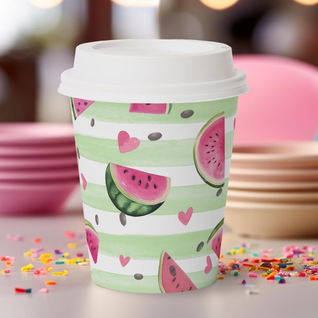 Pink Watermelon summer fruit party Paper Cups (pink watermelon, girl summer birthday paper cups.)