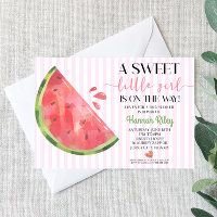 Pink Watermelon Themed Baby Shower Invitation