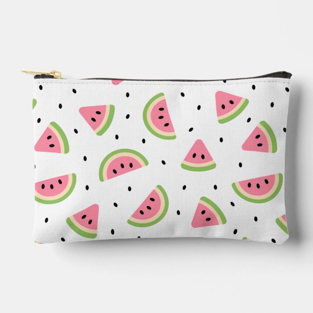 Pink Watermelons, Watermelon Seeds, Summer Pattern Accessory Pouch (Front)