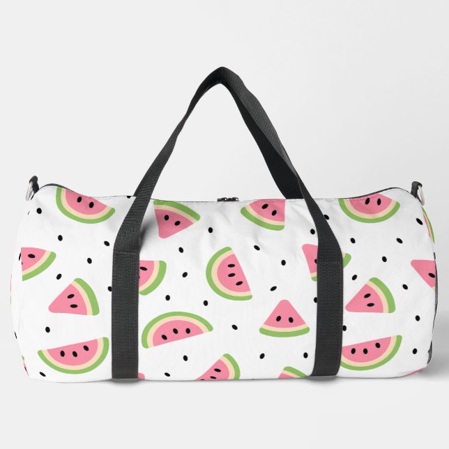 Pink Watermelons, Watermelon Seeds, Summer Pattern Duffle Bag (Front)