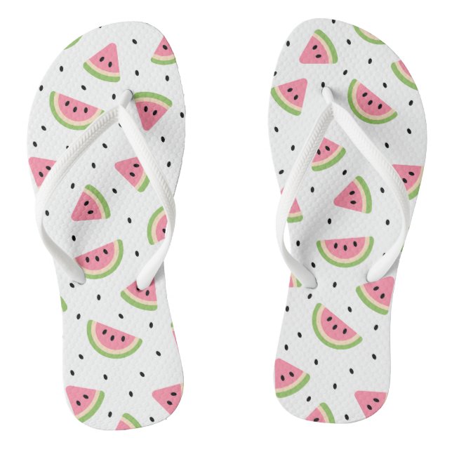 Pink Watermelons, Watermelon Seeds, Summer Pattern Flip Flops (Footbed)