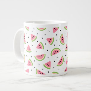 Pink Watermelons, Watermelon Seeds, Summer Pattern Large Coffee Mug