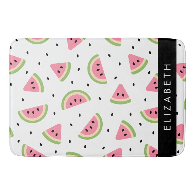 Pink Watermelons, Watermelon Seeds, Your Name Bath Mat (Front)