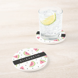 Pink Watermelons, Watermelon Seeds, Your Name Coaster
