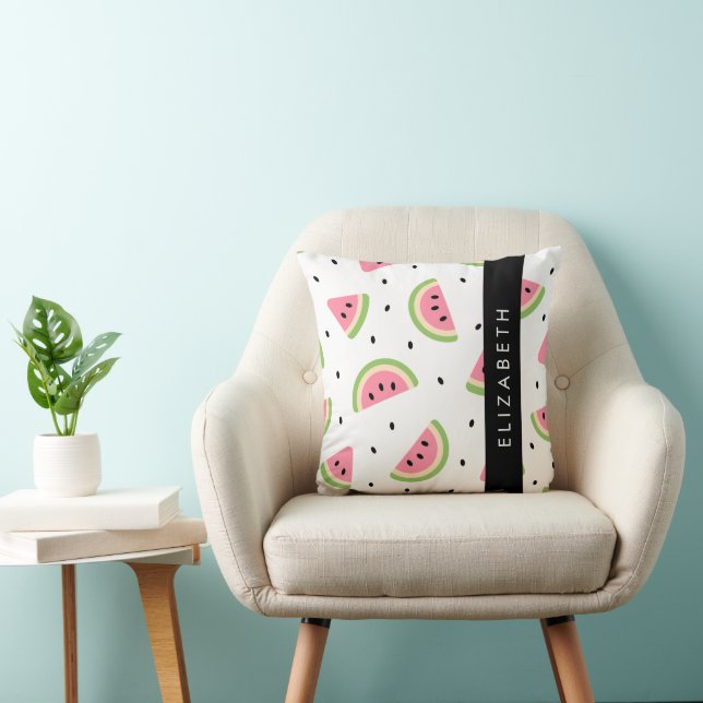 Pink Watermelons, Watermelon Seeds, Your Name Cushion (Chair)