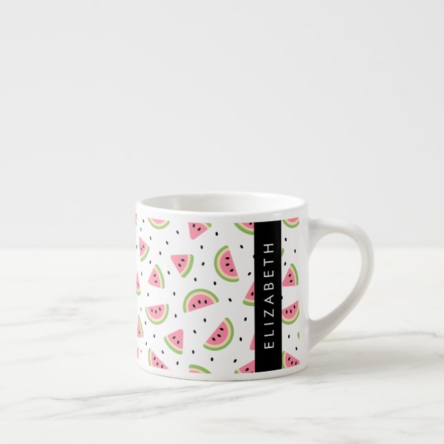 Pink Watermelons, Watermelon Seeds, Your Name Espresso Cup (Right)
