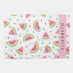 Pink Watermelons, Watermelon Seeds, Your Name Tea Towel