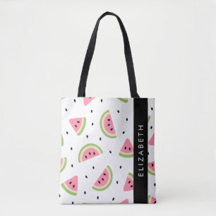Pink Watermelons, Watermelon Seeds, Your Name Tote Bag