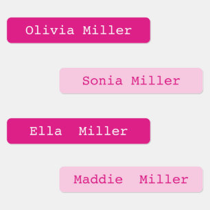 Pink waterproof name labels school daycare