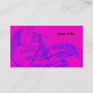 pink wave mermaid business card