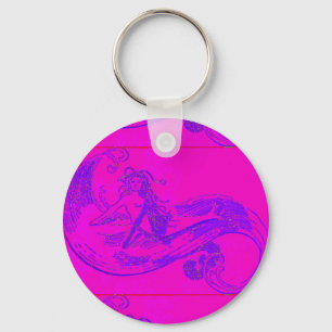 pink wave mermaid keychain